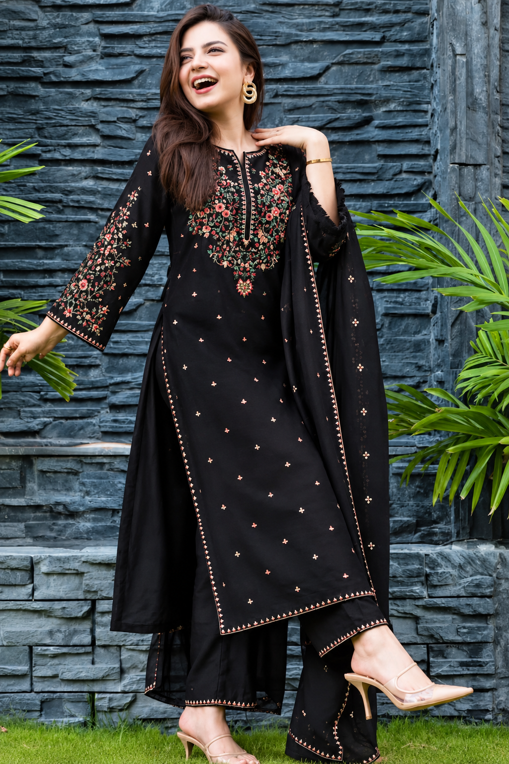 BATIK  DHANAK  EMBROIDERED 3PCS