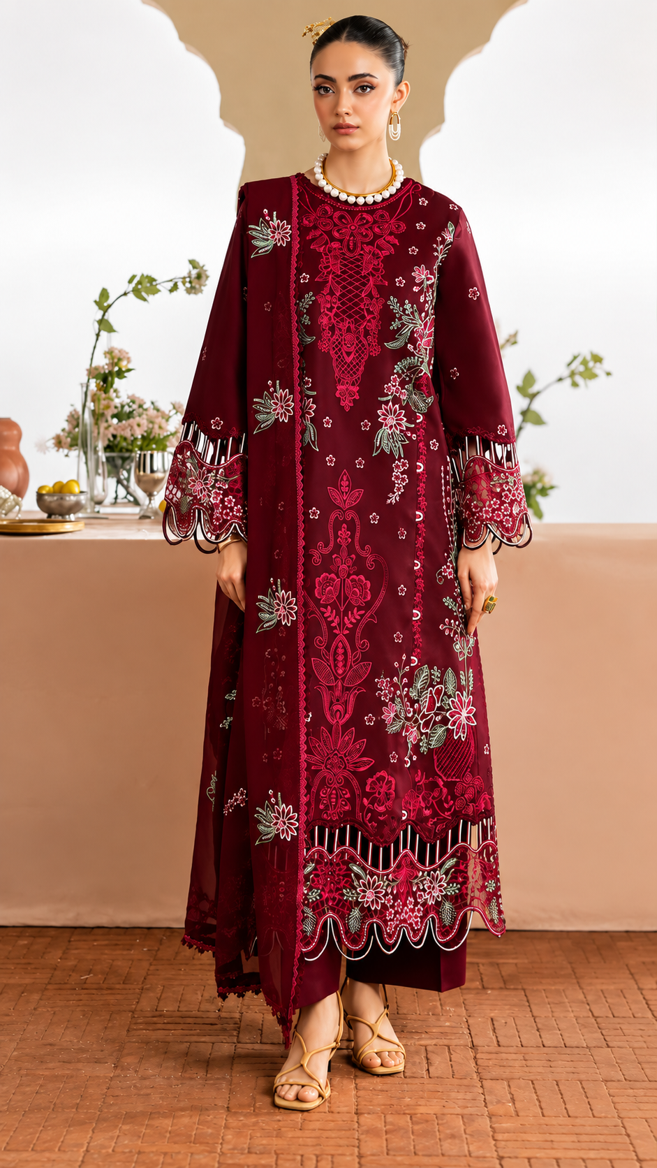 MAHNUR DHANAK EMBROIDERED 3 PCS