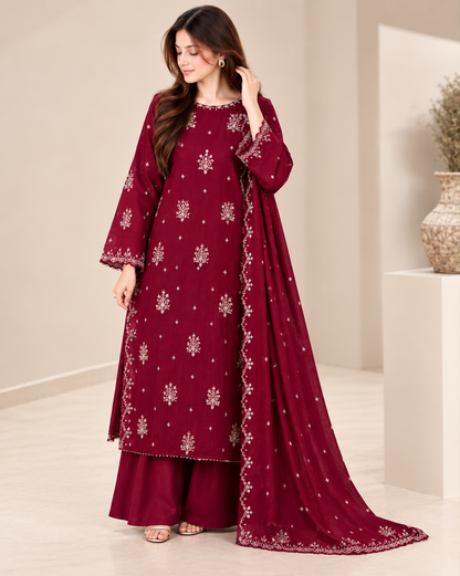 ETHNIC DHANAK EMBROIDED 3 PCS