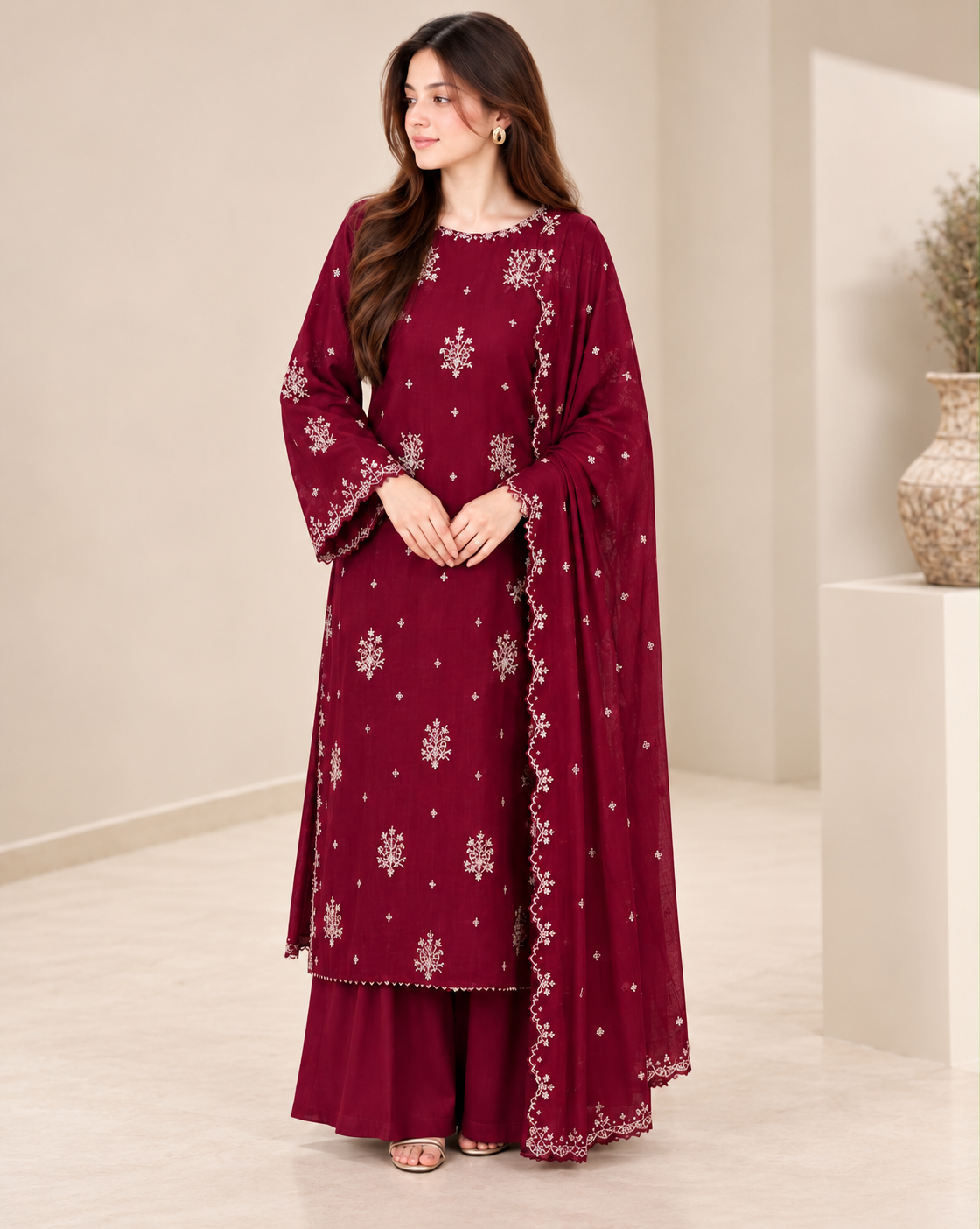 ETHNIC DHANAK EMBROIDED 3 PCS