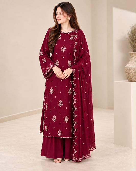 ETHNIC DHANAK EMBROIDED 3 PCS