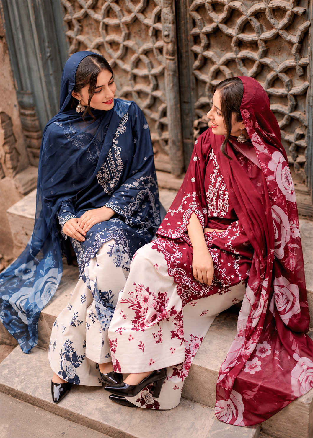 IZNIK  LUXURY SILK EMBROIDERED 3 Pcs