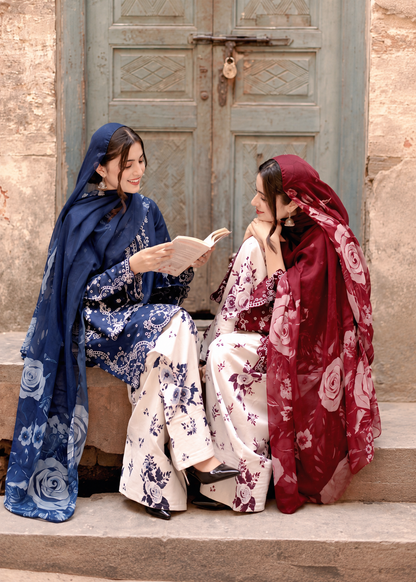 IZNIK  LUXURY SILK EMBROIDERED 3 Pcs