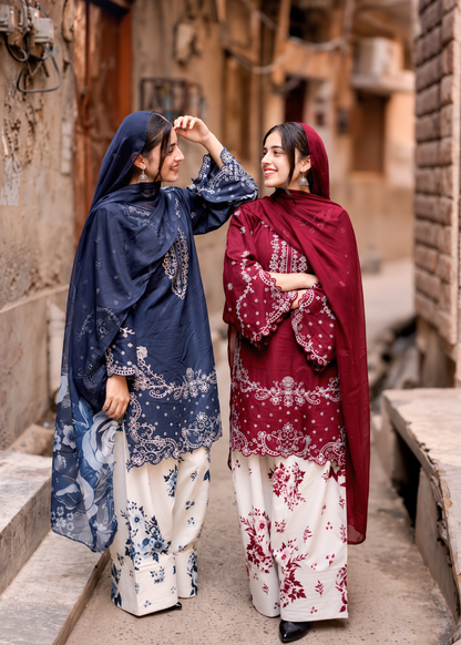 IZNIK  LUXURY SILK EMBROIDERED 3 Pcs