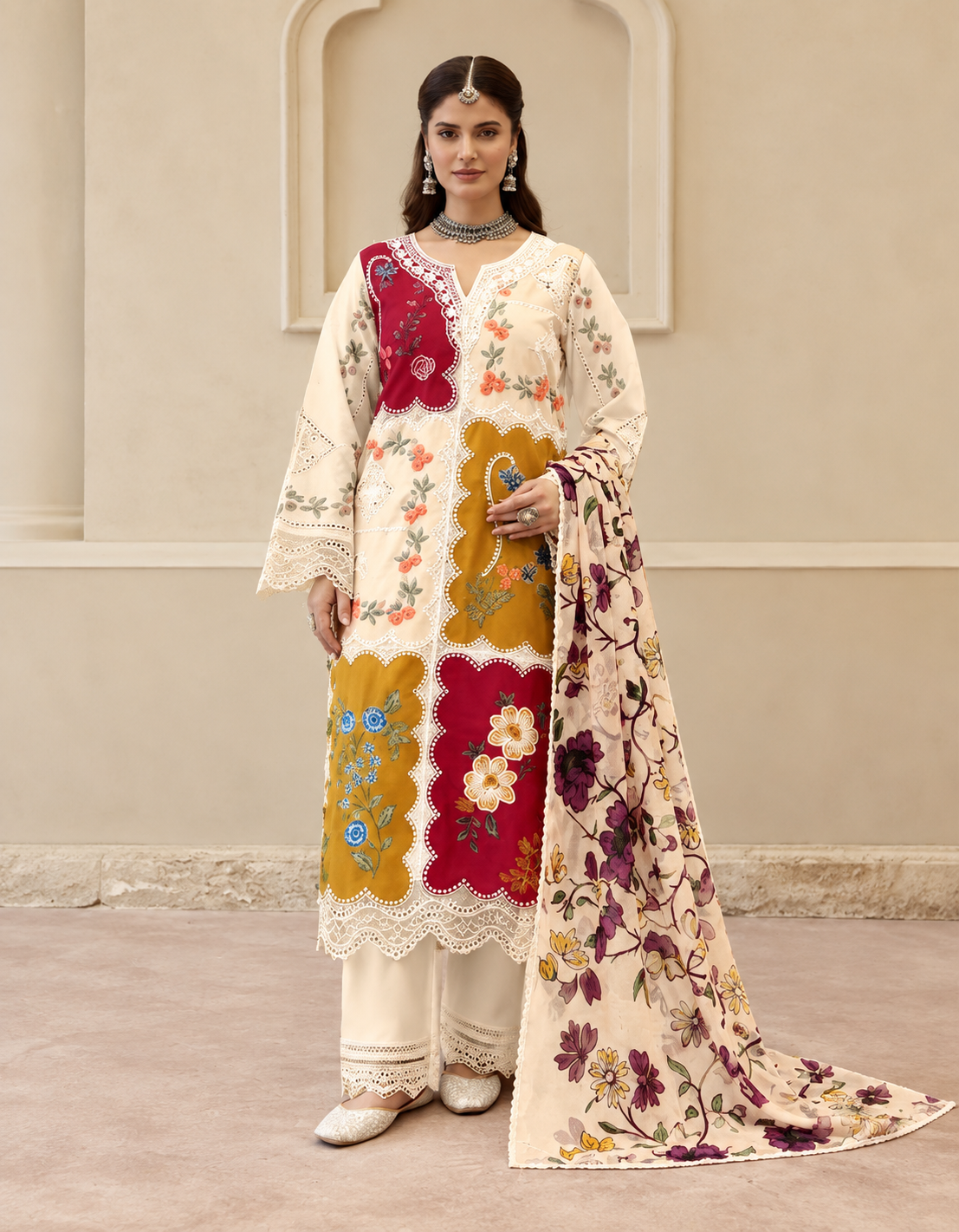 Hussain Rehar Silk Embroidered 3 pcs