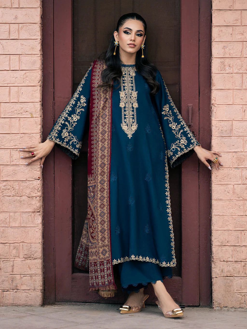 JAZMIN BLUE DHANAK EMBROIDERED 3 PCS