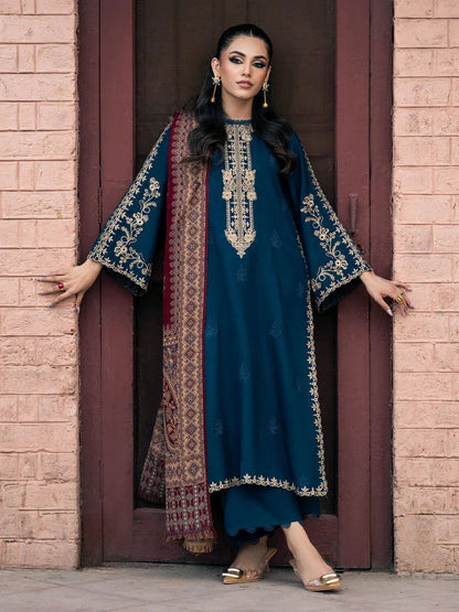 JAZMIN BLUE DHANAK EMBROIDERED 3 PCS