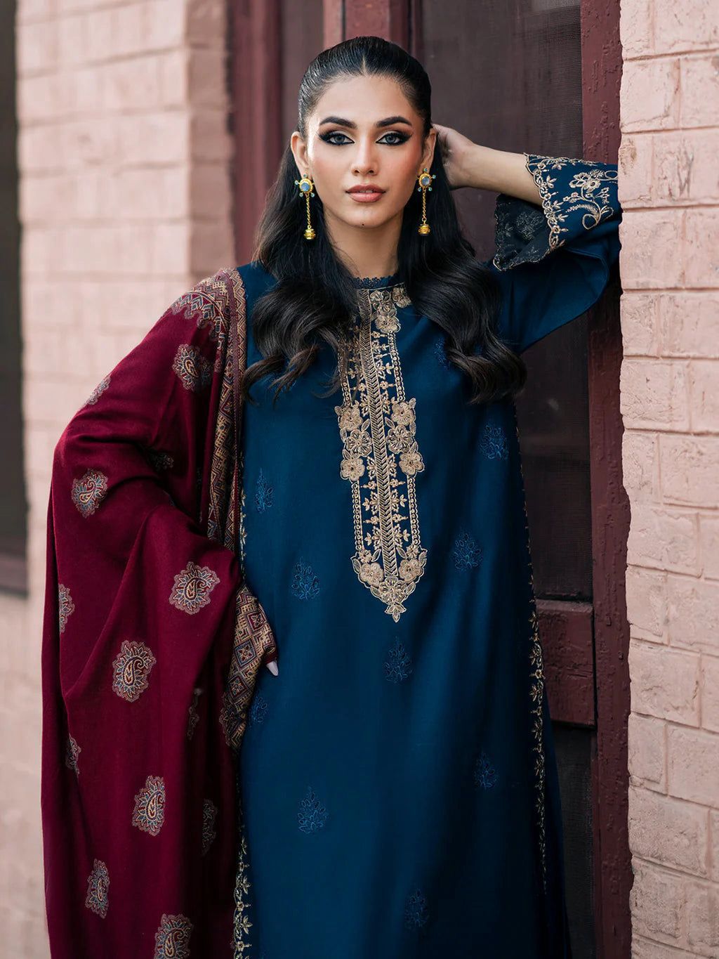 JAZMIN BLUE DHANAK EMBROIDERED 3 PCS