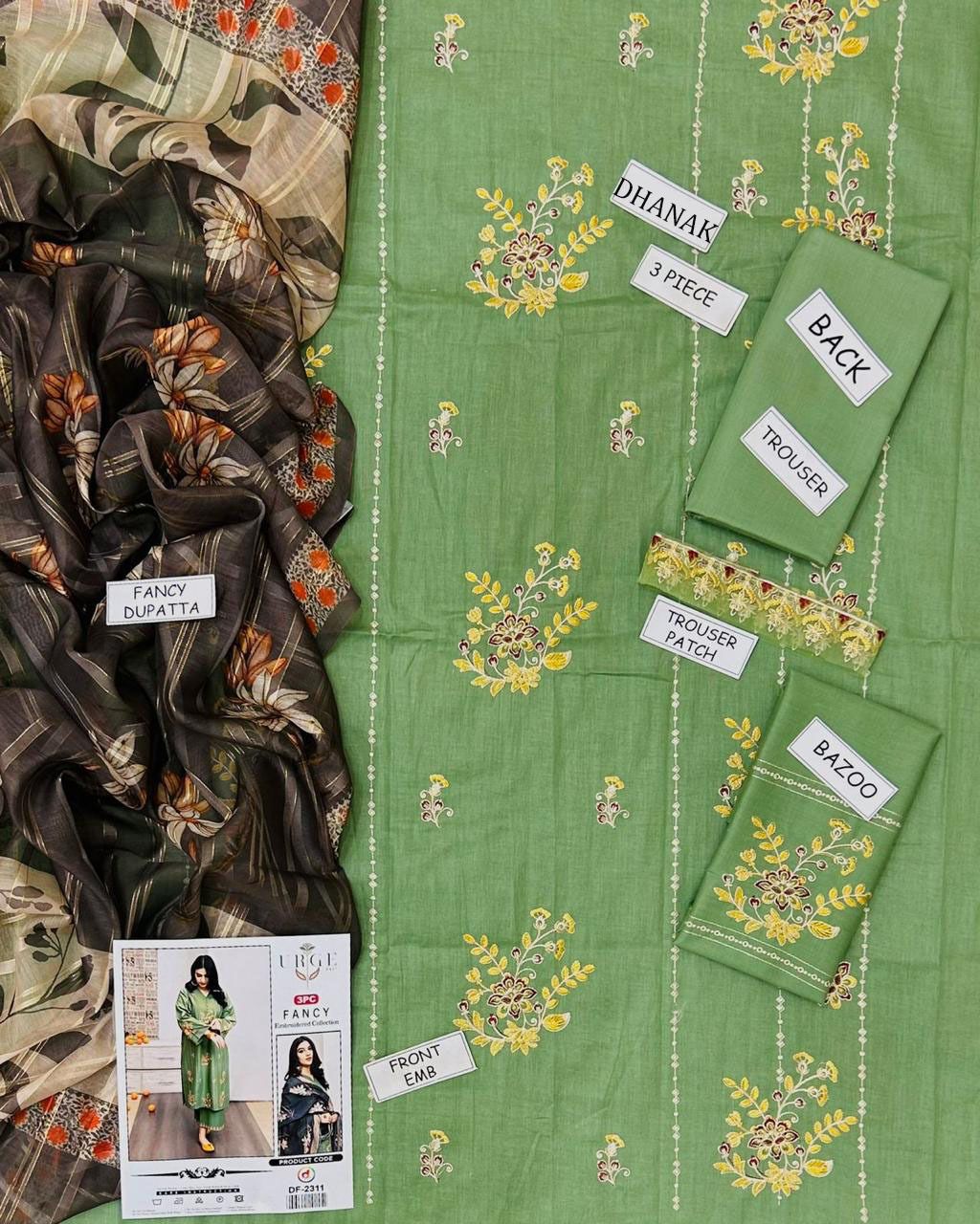 URGE DHANAK EMBROIDERED 3 PCS