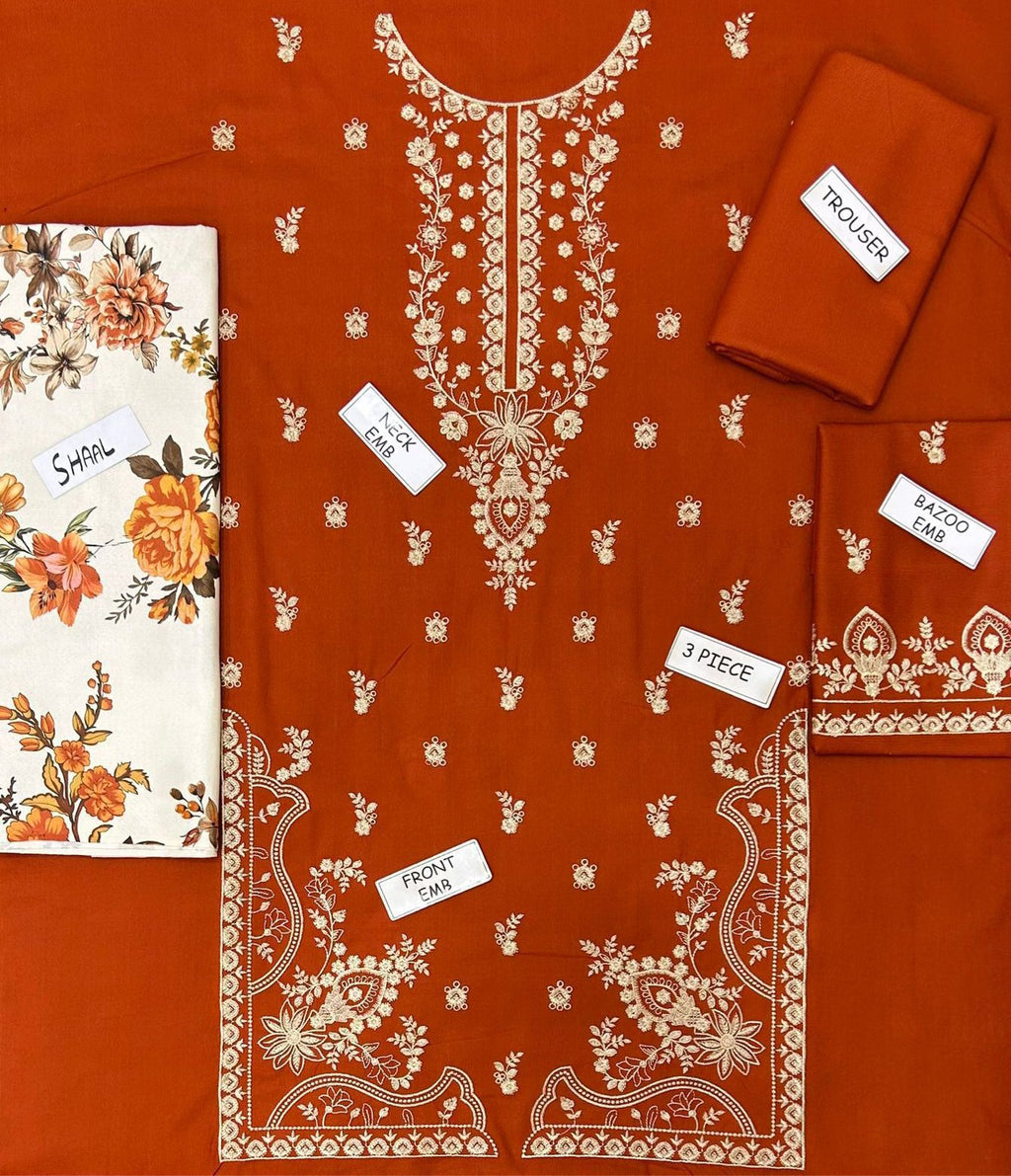 MOHAGNI DHANAK EMBROIDERED 3 PCS