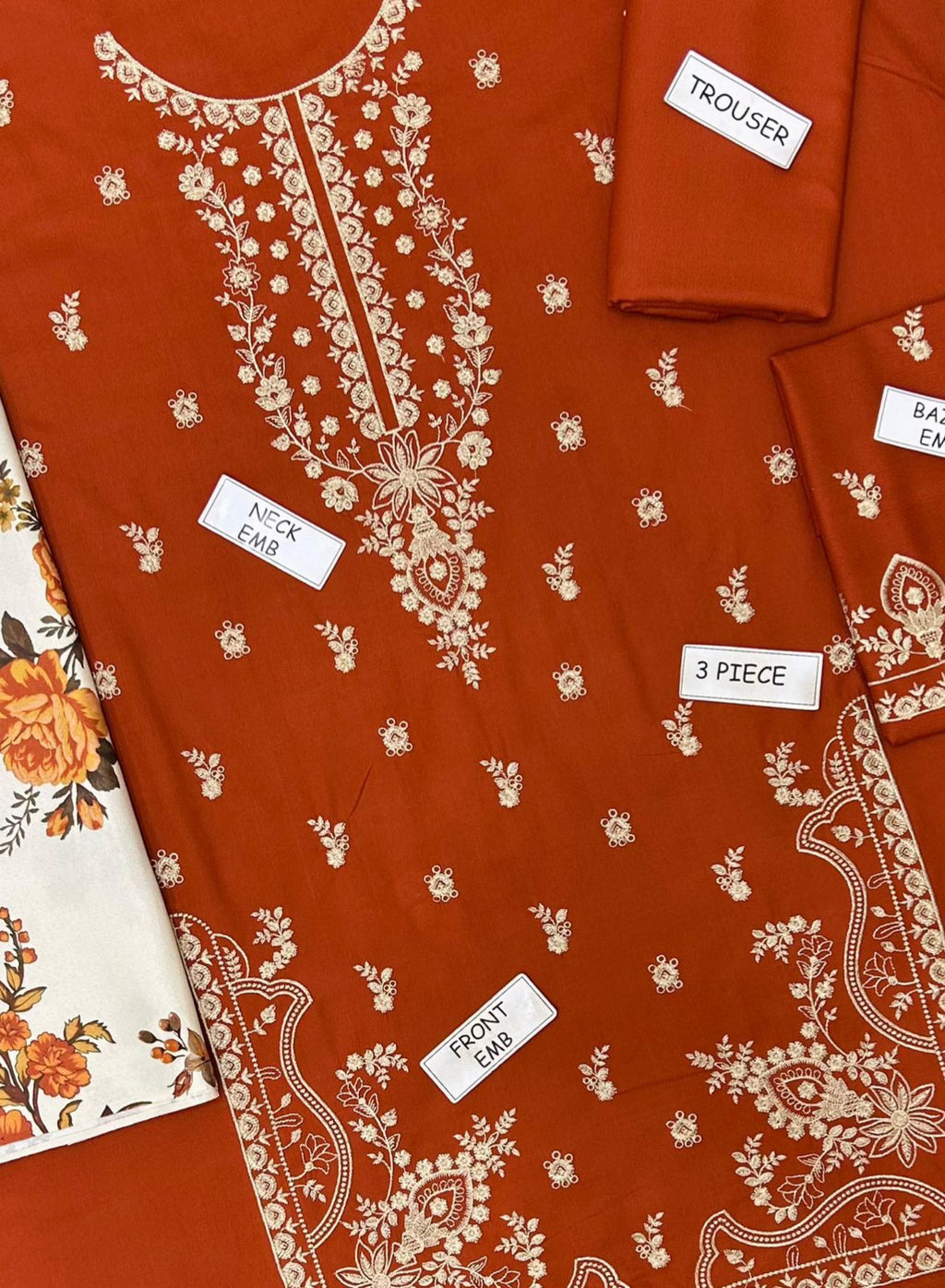 MOHAGNI DHANAK EMBROIDERED 3 PCS
