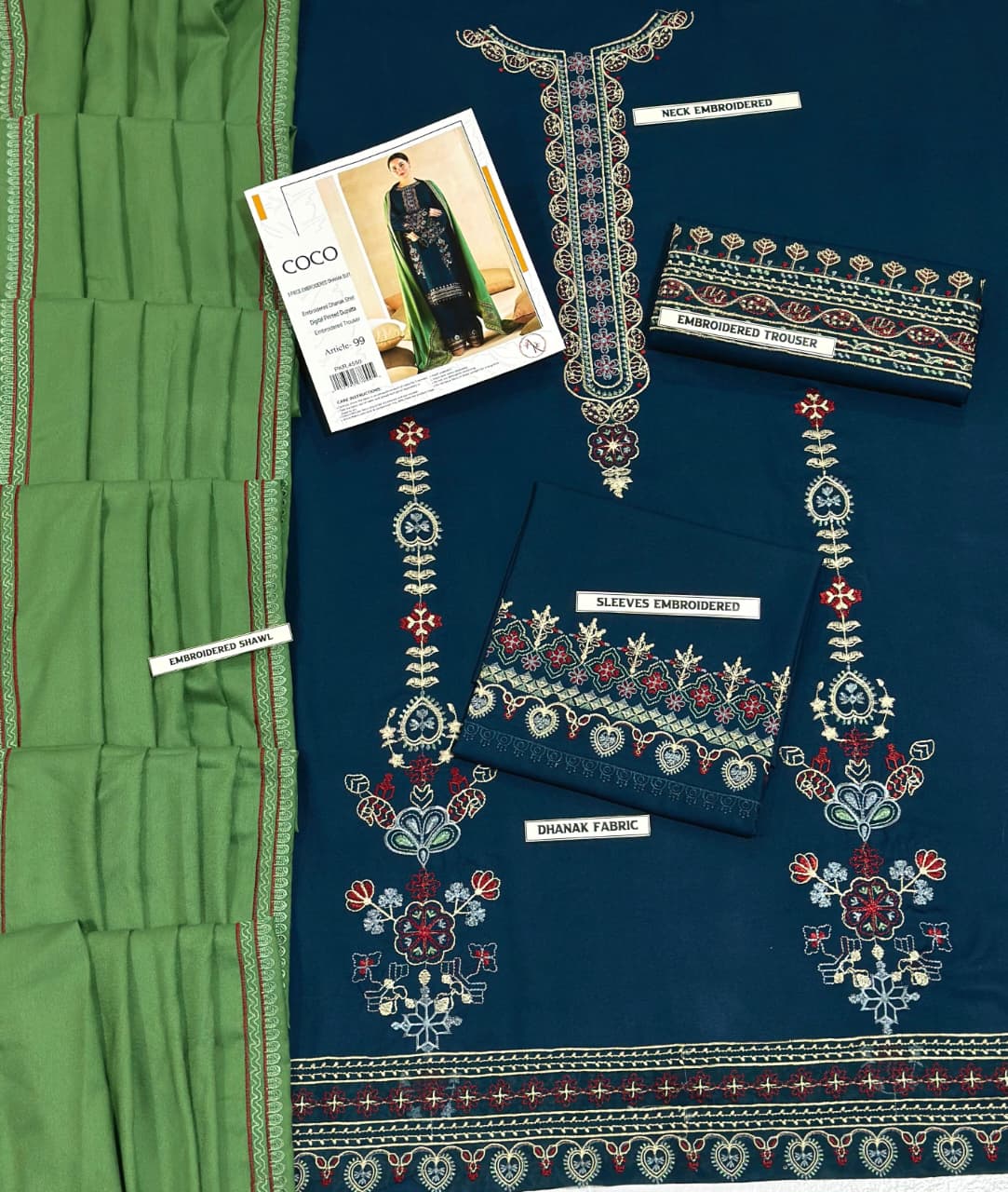 COCO dhanak Embroidered 3 Pcs