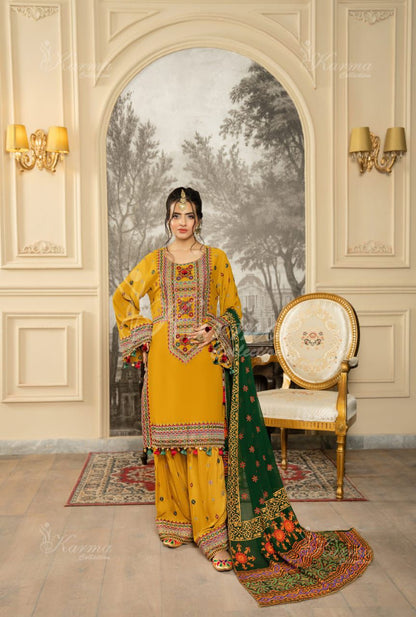 aneela dhanak Embroidered 3 PCS