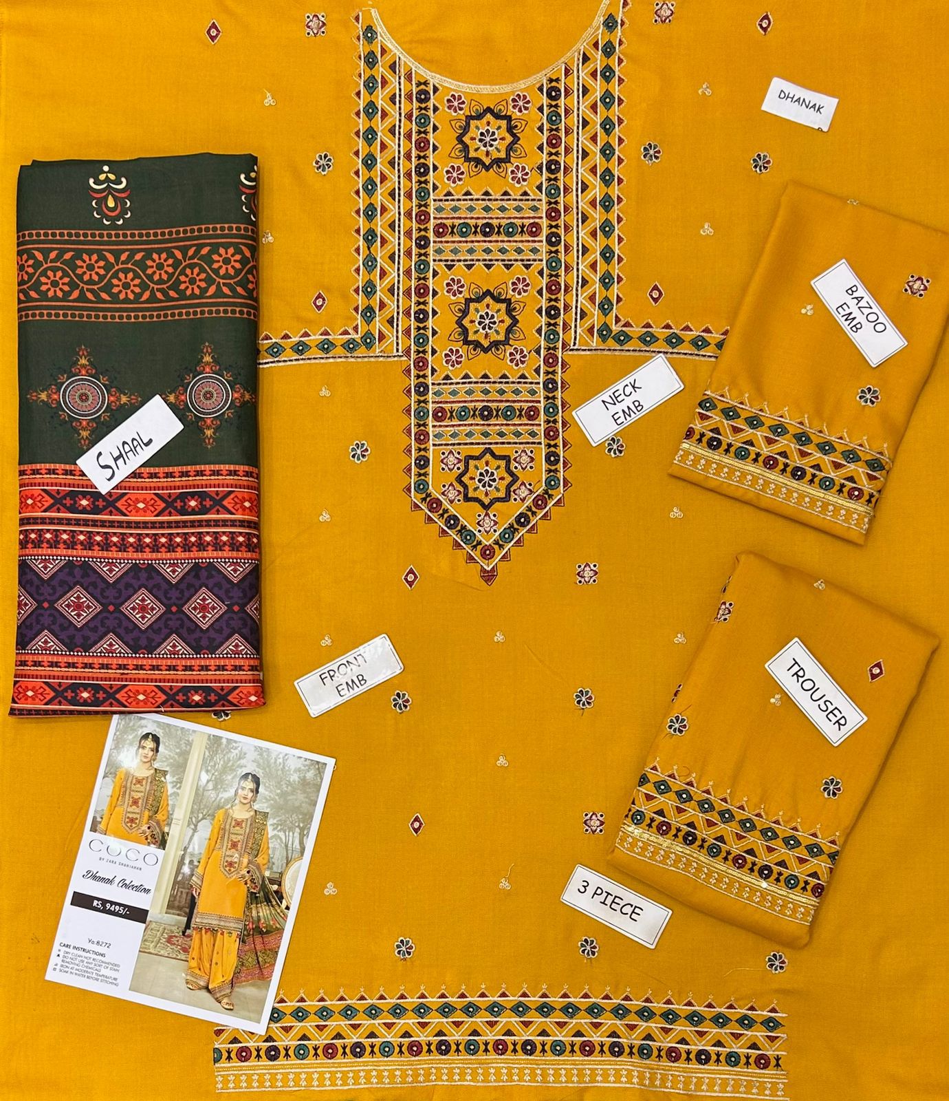 aneela dhanak Embroidered 3 PCS