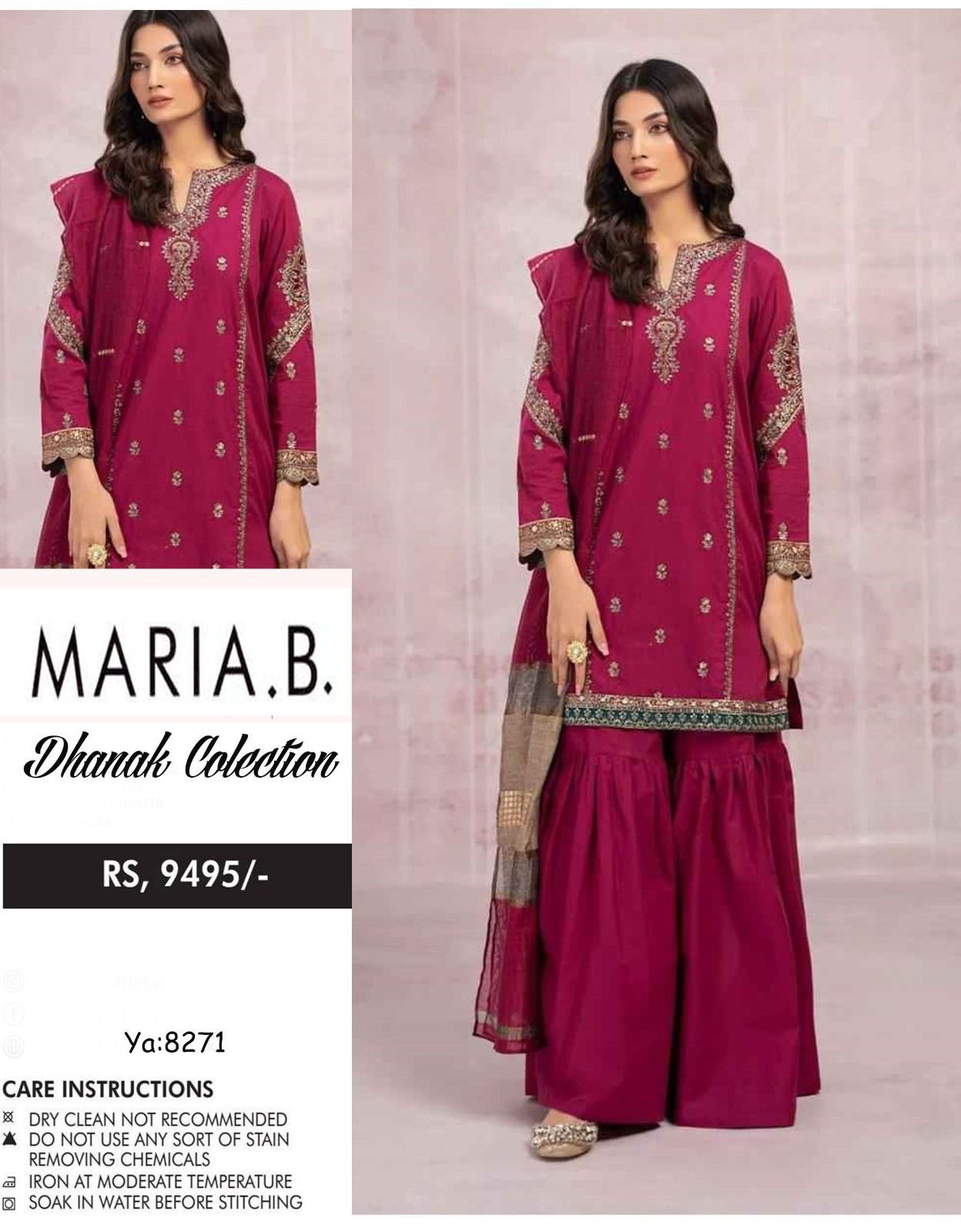Maria B dhanak Embroidery 3 PCS