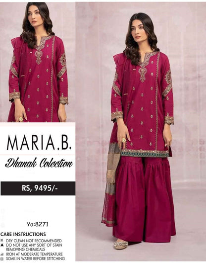 Maria B dhanak Embroidery 3 PCS