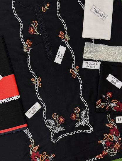 Crimson Dhanak Embroidered 3 PCS