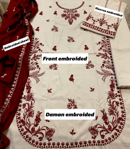 Batik Dhanak Embroidered 3 Pcs