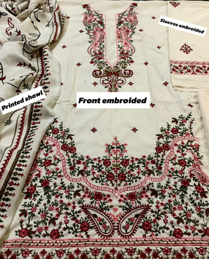 Asim Jofa Dhanak Embroidered 3 PCS