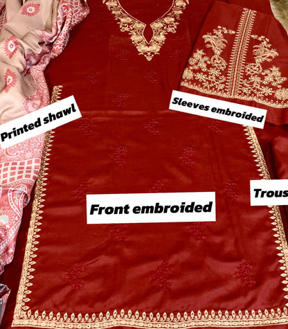 IZEL DHANAK EMBROIDERED 3 PCS