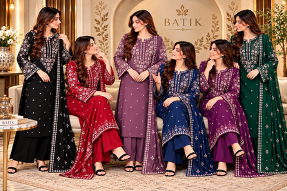BATIK Dhanak Embroidered 3 pcs