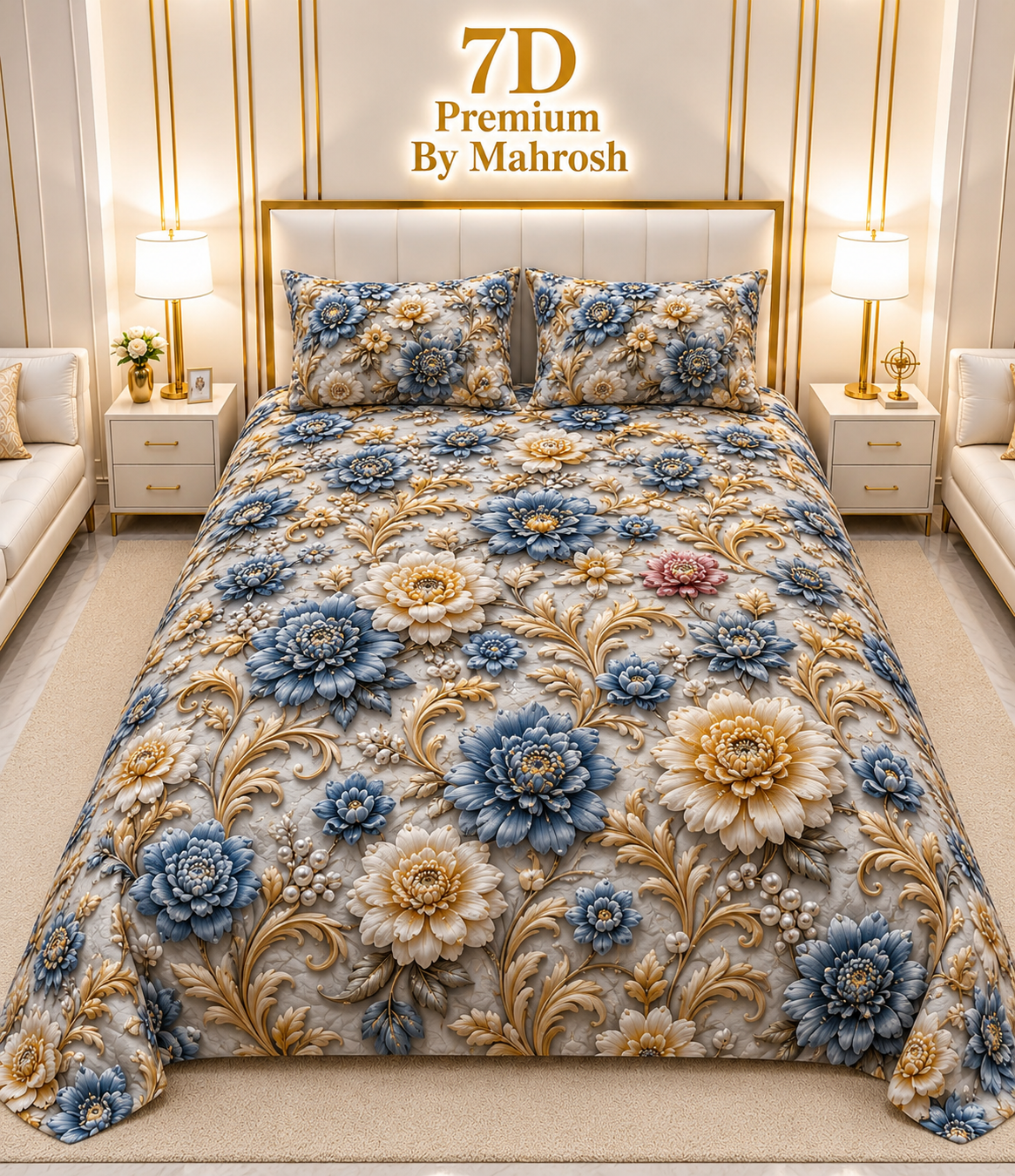 MAHROSH 7D Digital Bed Sheet Set #031 |  Rs. 3,450 | Free Delivery