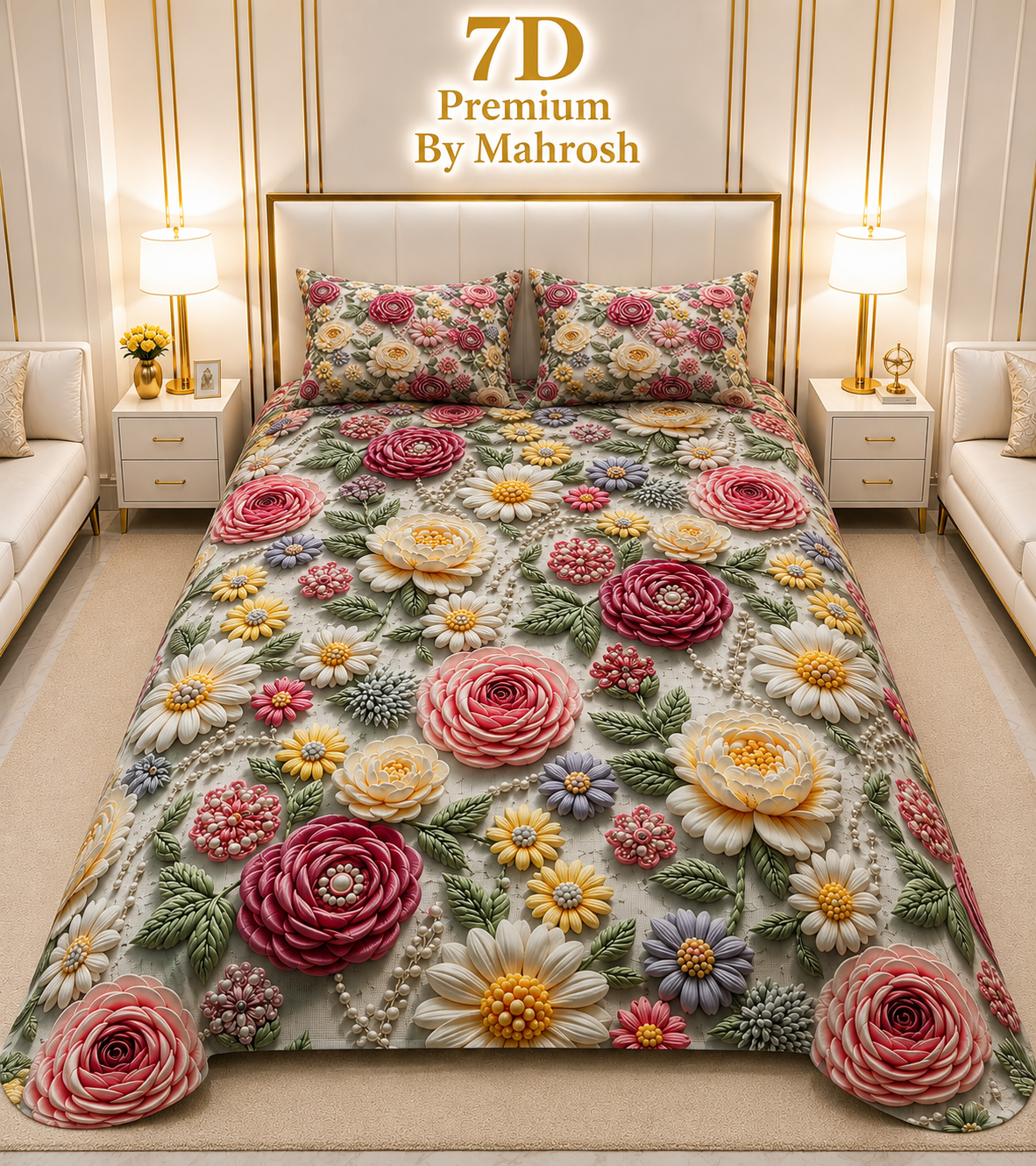 MAHROSH 7D Digital Bed Sheet Set #033 | Rs.2500 | Delivery Rs. 350