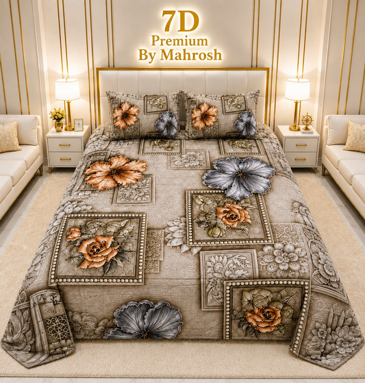 MAHROSH 7D Digital Bed Sheet Set #035 | Rs.2500 | Delivery Rs. 350