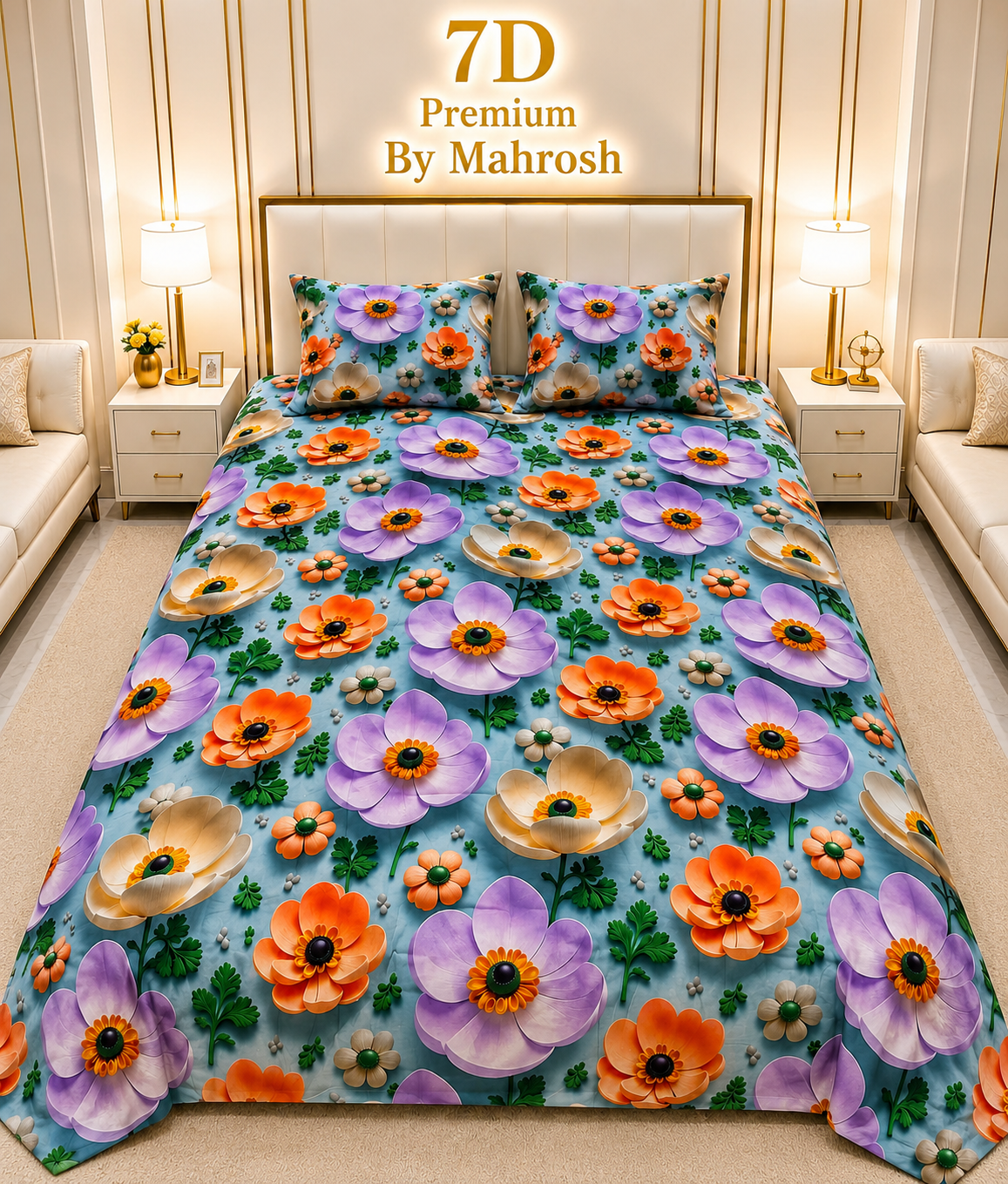 MAHROSH 7D Digital Bed Sheet Set #036 | Rs.2500 | Delivery Rs. 350