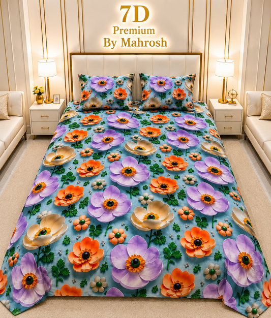 MAHROSH 7D Digital Bed Sheet Set #036 | Rs.2500 | Delivery Rs. 350