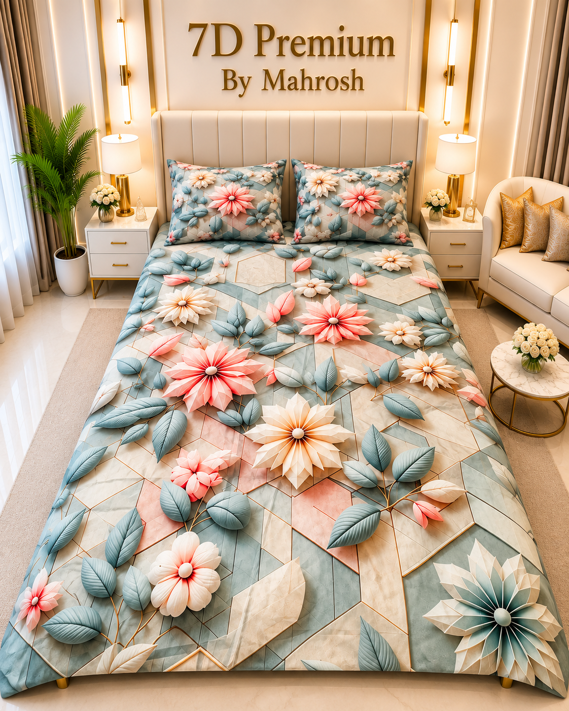 MAHROSH 7D Digital Bed Sheet Set #039 | Rs.2500 | Delivery Rs. 350