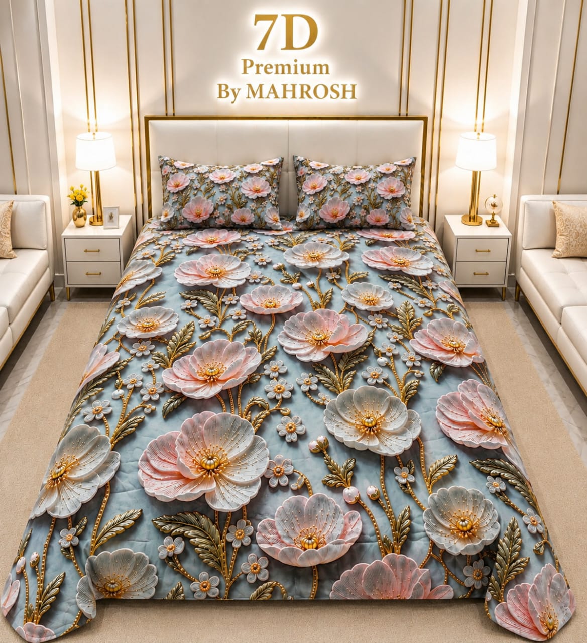 MAHROSH 7D Digital Bed Sheet Set #041 | Rs.2500 | Delivery Rs. 350