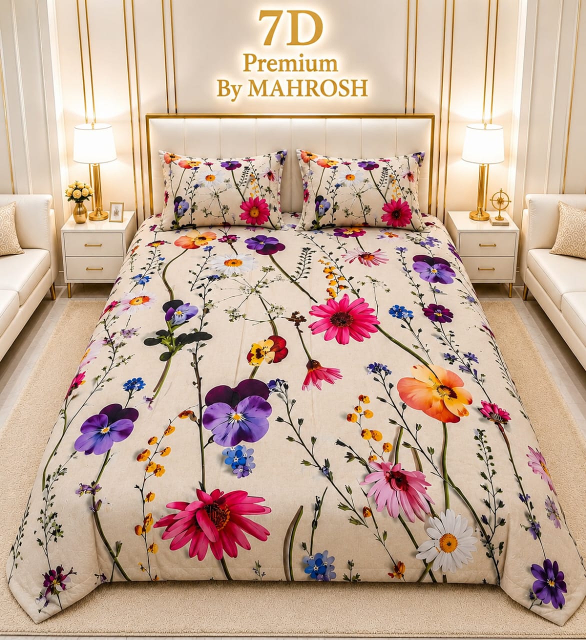 MAHROSH 7D Digital Bed Sheet Set #045 | Rs.2500 | Delivery Rs. 350