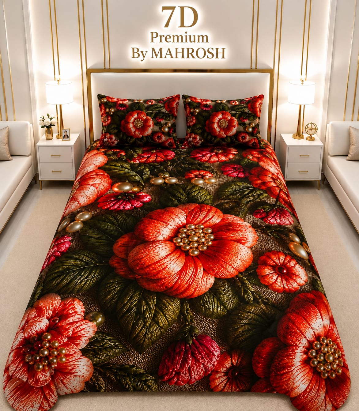 MAHROSH 7D Digital Bed Sheet Set #049 | Rs.2500 | Delivery Rs. 350