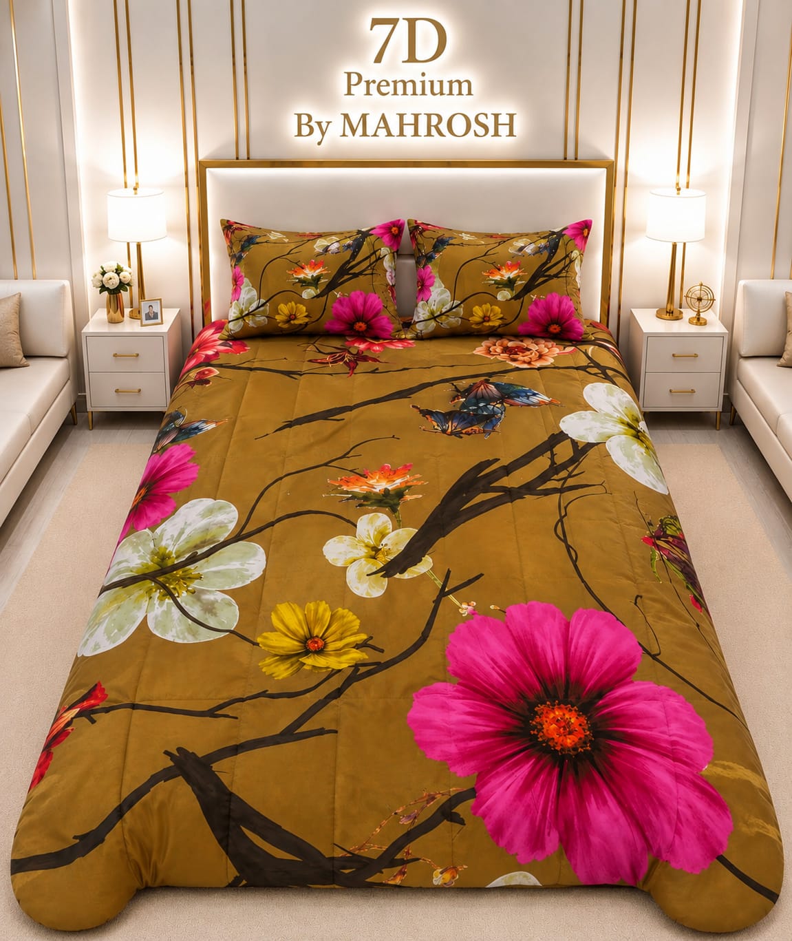 MAHROSH 7D Digital Bed Sheet Set #050 | Rs.2500 | Delivery Rs. 350