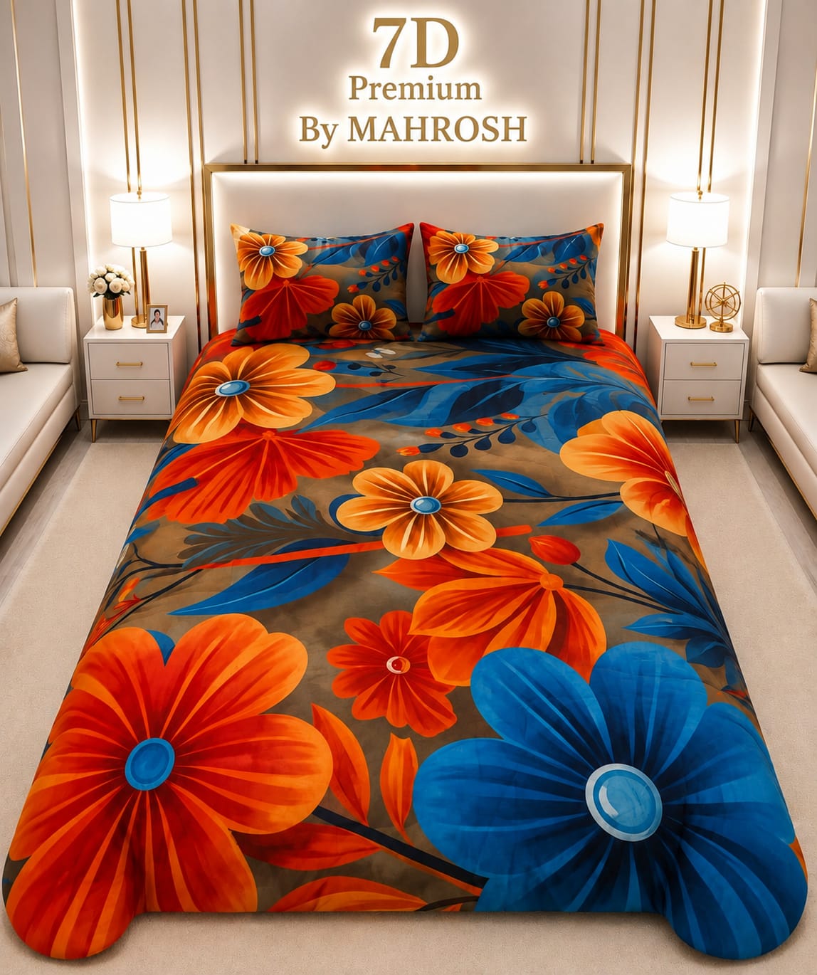 MAHROSH 7D Digital Bed Sheet Set #052 | Rs.2500 | Delivery Rs. 350