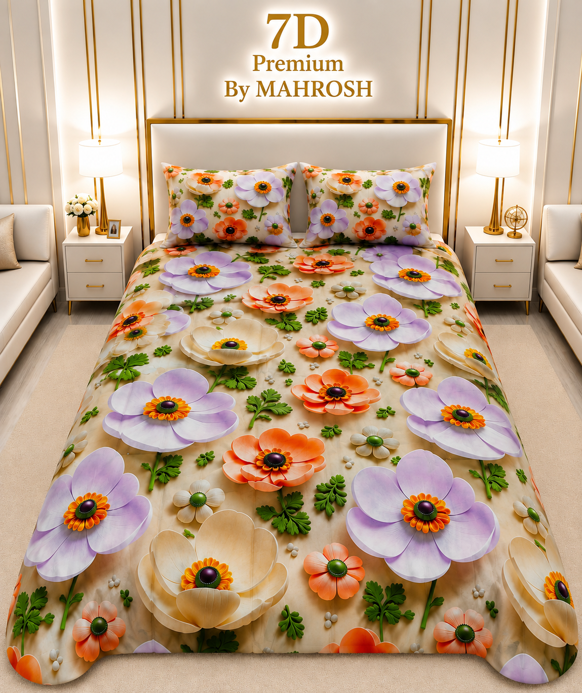 MAHROSH 7D Digital Bed Sheet Set #053 | Rs.2500 | Delivery Rs. 350