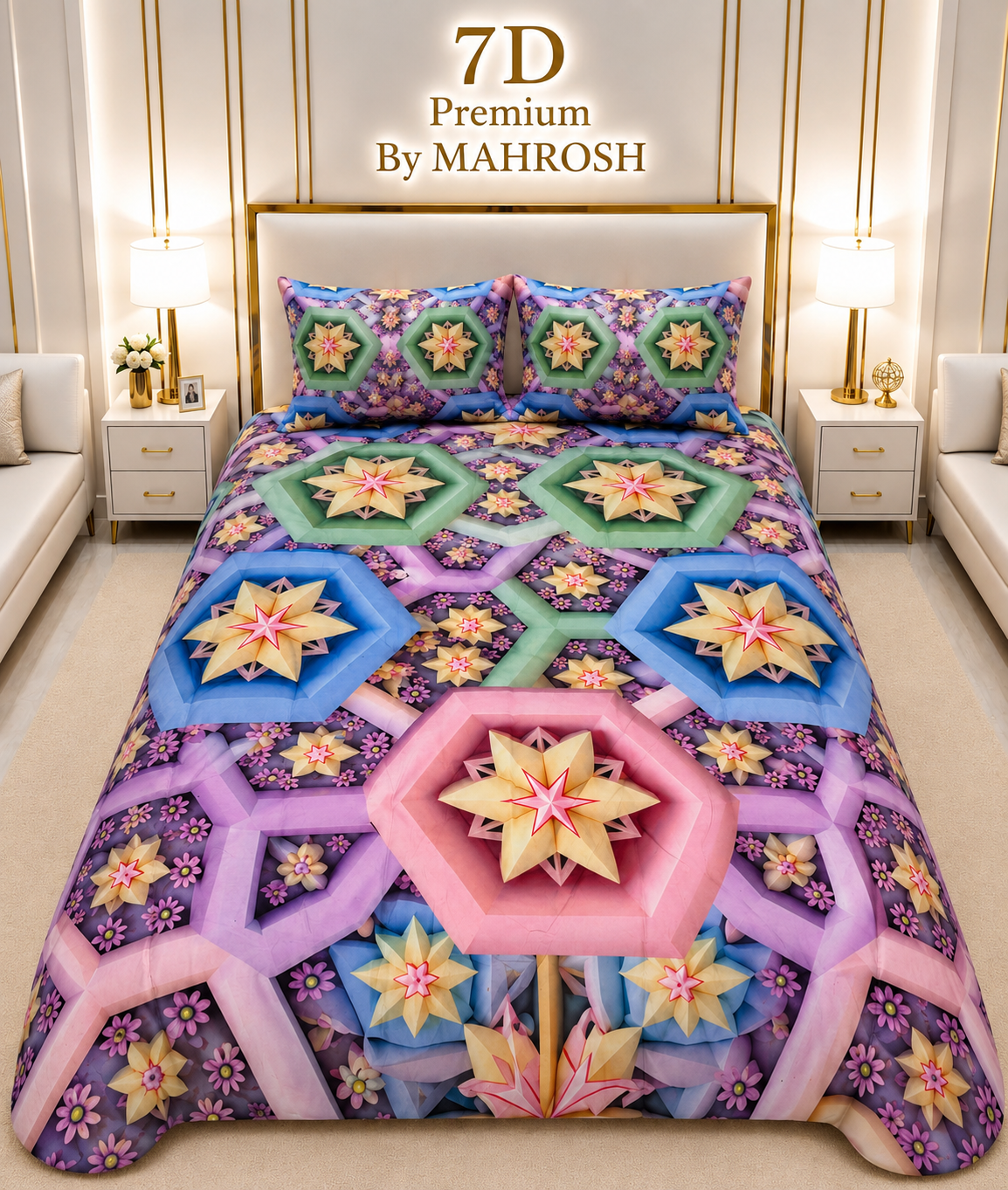 MAHROSH 7D Digital Bed Sheet Set #054 | Rs.2500 | Delivery Rs. 350