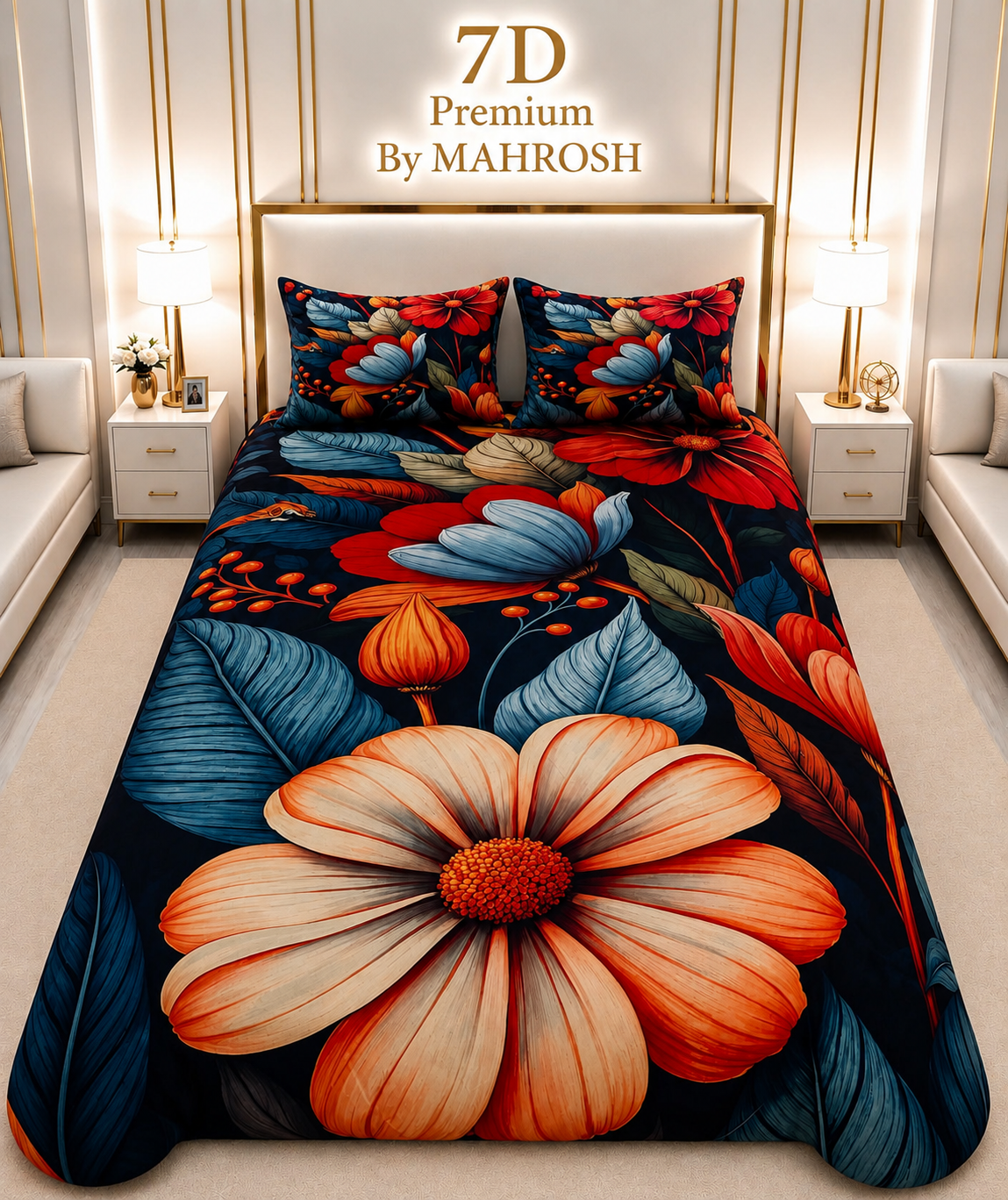 MAHROSH 7D Digital Bed Sheet Set #058 | Rs.2500 | Delivery Rs. 350