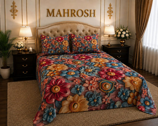 MAHROSH 7D Digital Bed Sheet Set #008 | Rs.2500 | Delivery Rs.350