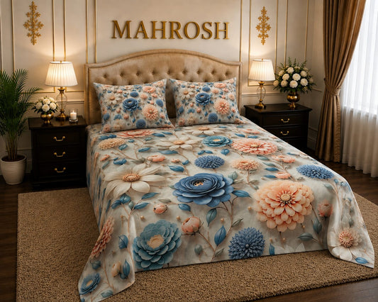 MAHROSH 7D Digital Bed Sheet Set #019 | Rs.2500 | Delivery Rs.350