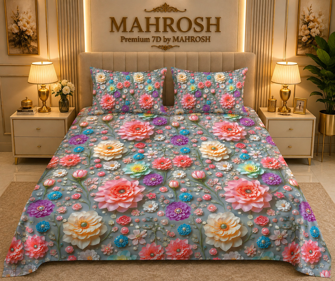 MAHROSH 7D Digital Bed Sheet Set #066 | Rs.2500 | Delivery Rs. 350