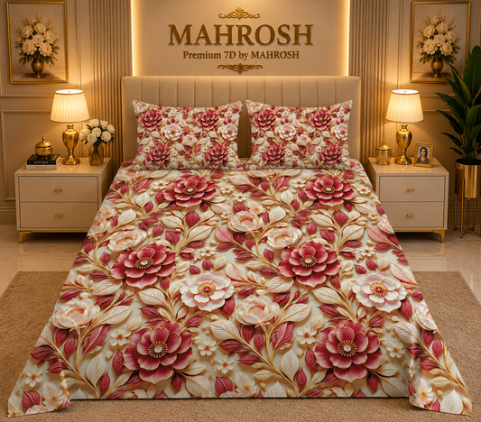 MAHROSH 7D Digital Bed Sheet Set #072 | Rs.3450 | Free Delivery
