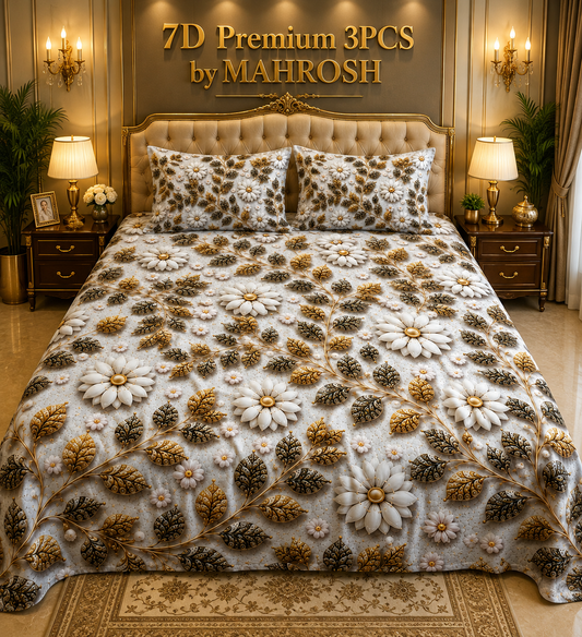 MAHROSH 7D Premium 3 Piece Printed Bedsheet 116
