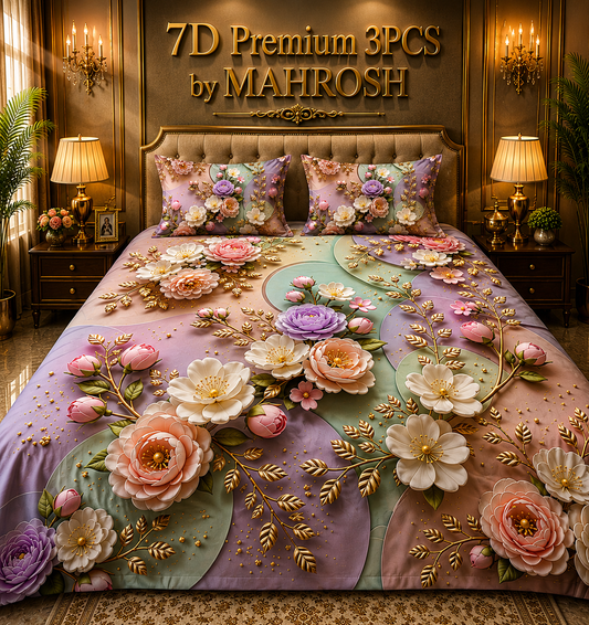 MAHROSH 7D Premium 3 Piece Printed Bedsheet 119