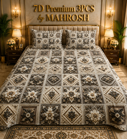 MAHROSH 7D Premium 3 Piece Printed Bedsheet 121