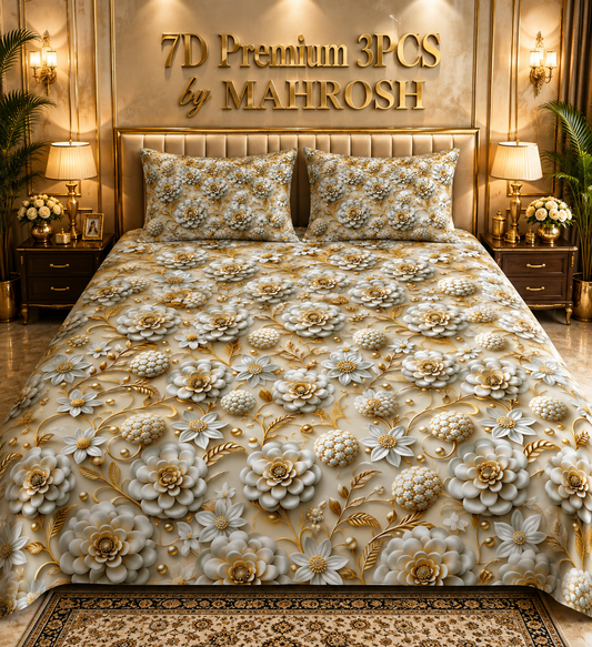 MAHROSH 7D Premium 3 Piece Printed Bedsheet 122