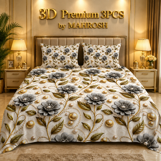 MAHROSH 7D Premium 3 Piece Printed Bedsheet 124
