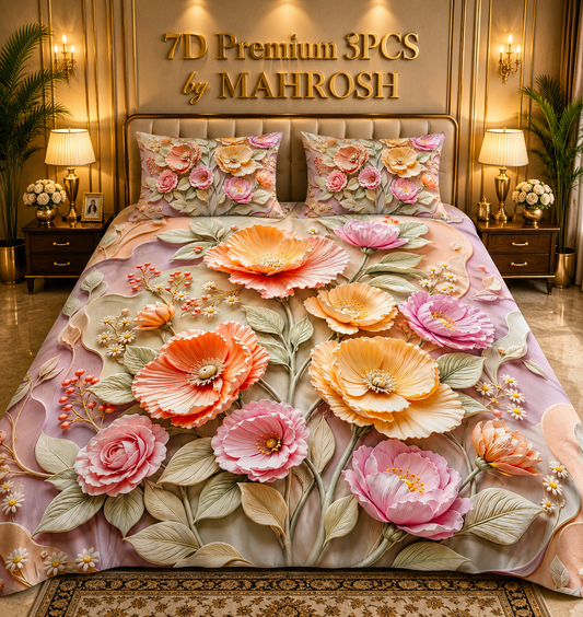 MAHROSH 7D Premium 3 Piece Printed Bedsheet 126