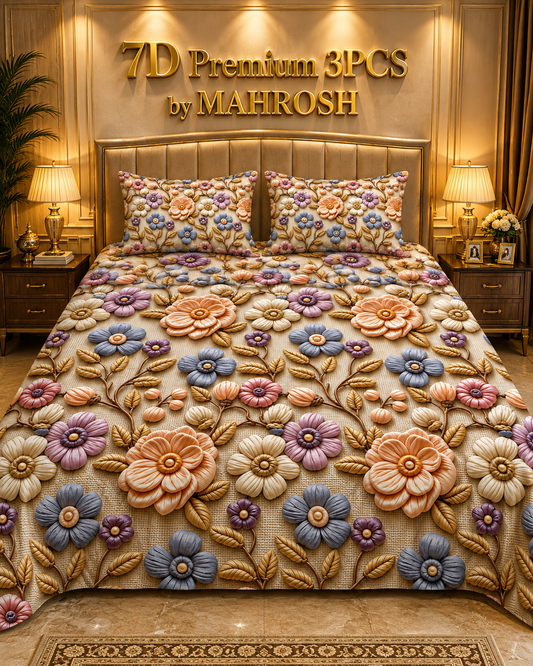 MAHROSH 7D Premium 3 Piece Printed Bedsheet 128